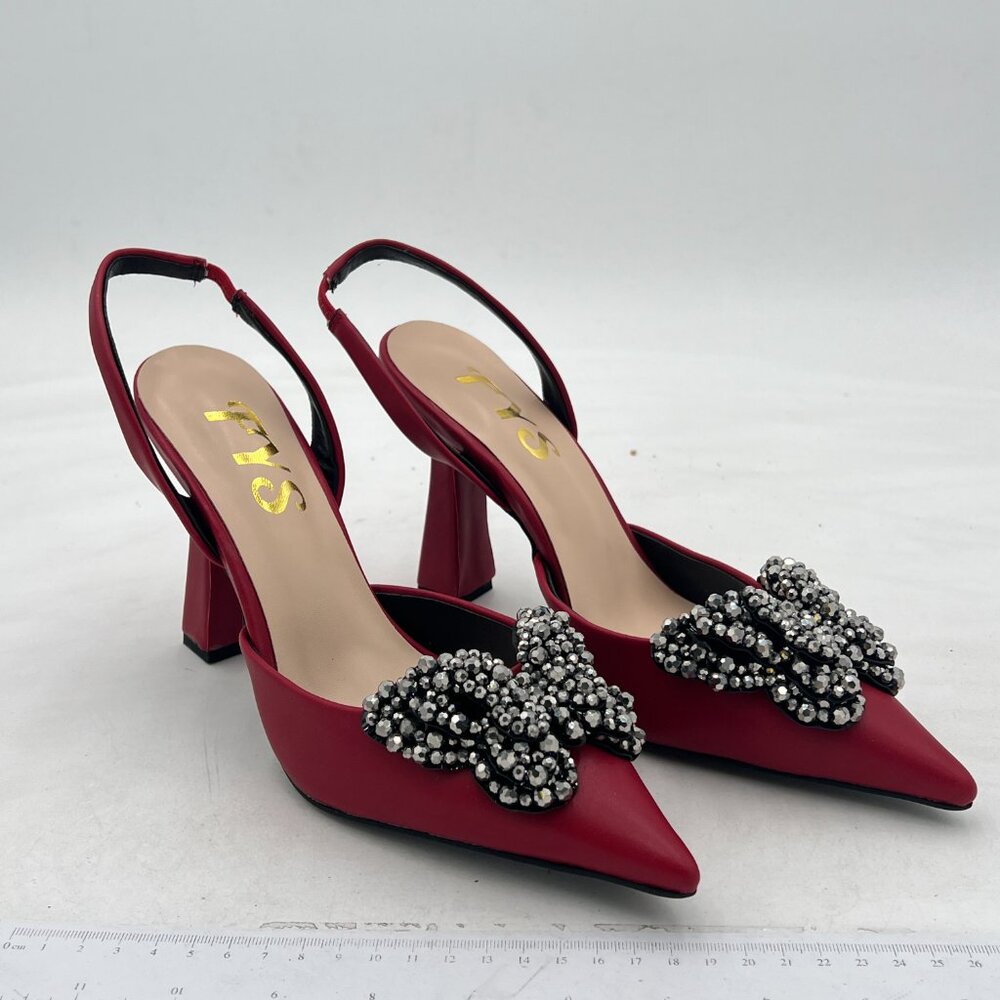 Fys Dark Red Pretty Elegant Slip On Pointed Toe B… - image 4